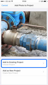 Tap Add to Existing Project