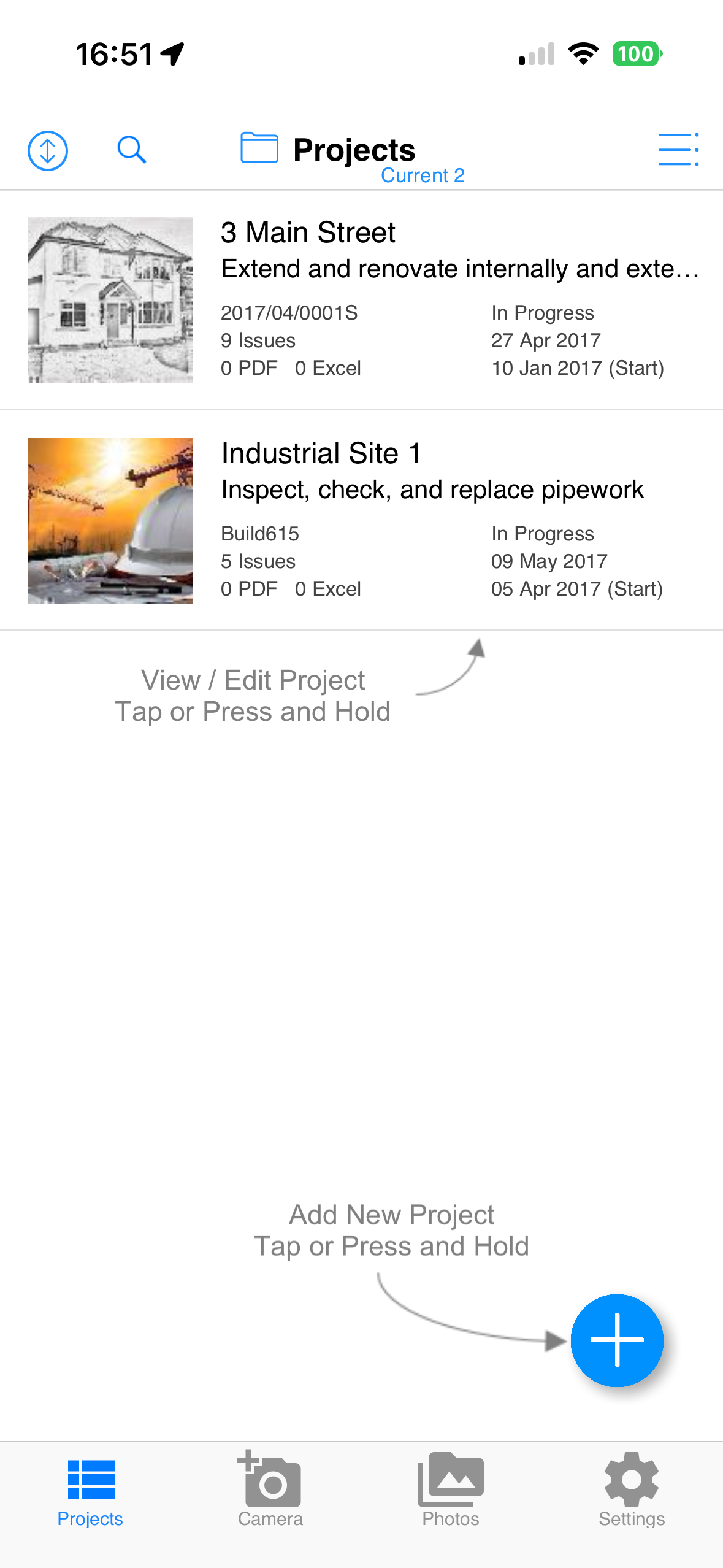 Projects list