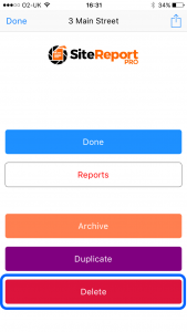 Tap Delete in project details