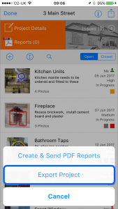 Select Export Project