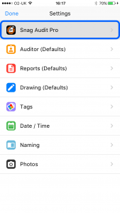 Snag Audit Pro Settings - Site Audits Snagging List App